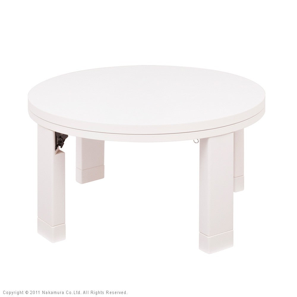 こたつ 円形 天然木丸型折れ脚こたつ 75cm 折脚 継ぎ脚 高さ調整 丸テーブル ローテーブル 天然木 日本製 リモートワーク 在宅ワーク