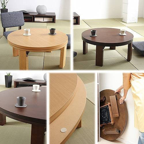 こたつ 円形 天然木丸型折れ脚こたつ 90cm 折脚 継ぎ脚 高さ調整 丸テーブル ローテーブル 天然木 日本製 リモートワーク 在宅ワーク