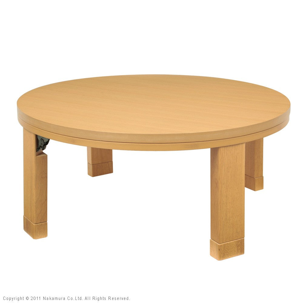 こたつ 円形 天然木丸型折れ脚こたつ 90cm 折脚 継ぎ脚 高さ調整 丸テーブル ローテーブル 天然木 日本製 リモートワーク 在宅ワーク