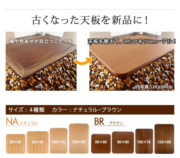 こたつ 正方形 天板のみ 楢ラウンドこたつ天板 80x80cm テーブル板 こたつ板 天然木 日本製 リモートワーク 在宅ワーク