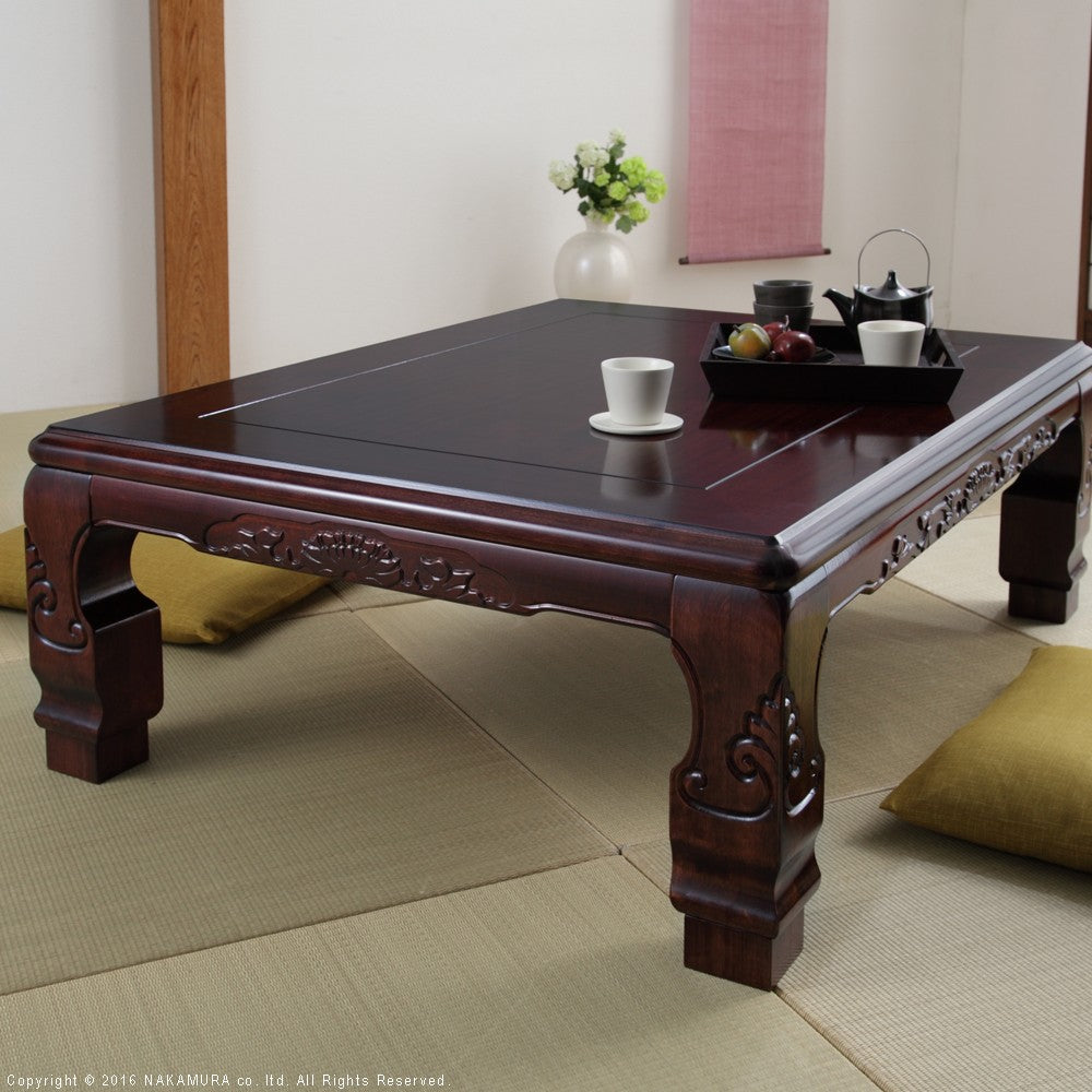 こたつ 長方形 和調継脚こたつ 120x90cm 紫檀 けやき 継ぎ脚 高さ調整 テーブル ローテーブル 天然木 日本製 リモートワーク 在宅ワーク