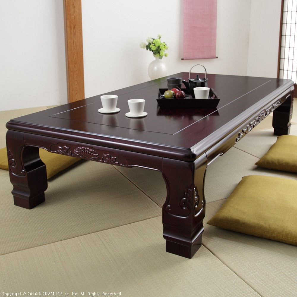 こたつ 長方形 大判サイズ 和調継脚こたつ 180x90cm 紫檀 けやき 継ぎ脚 高さ調整 テーブル ローテーブル 天然木 日本製 リモートワーク 在宅ワーク