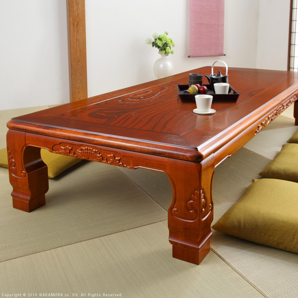 こたつ 長方形 大判サイズ 和調継脚こたつ 210x90cm 紫檀 けやき 継ぎ脚 高さ調整 テーブル ローテーブル 天然木 日本製 リモートワーク 在宅ワーク