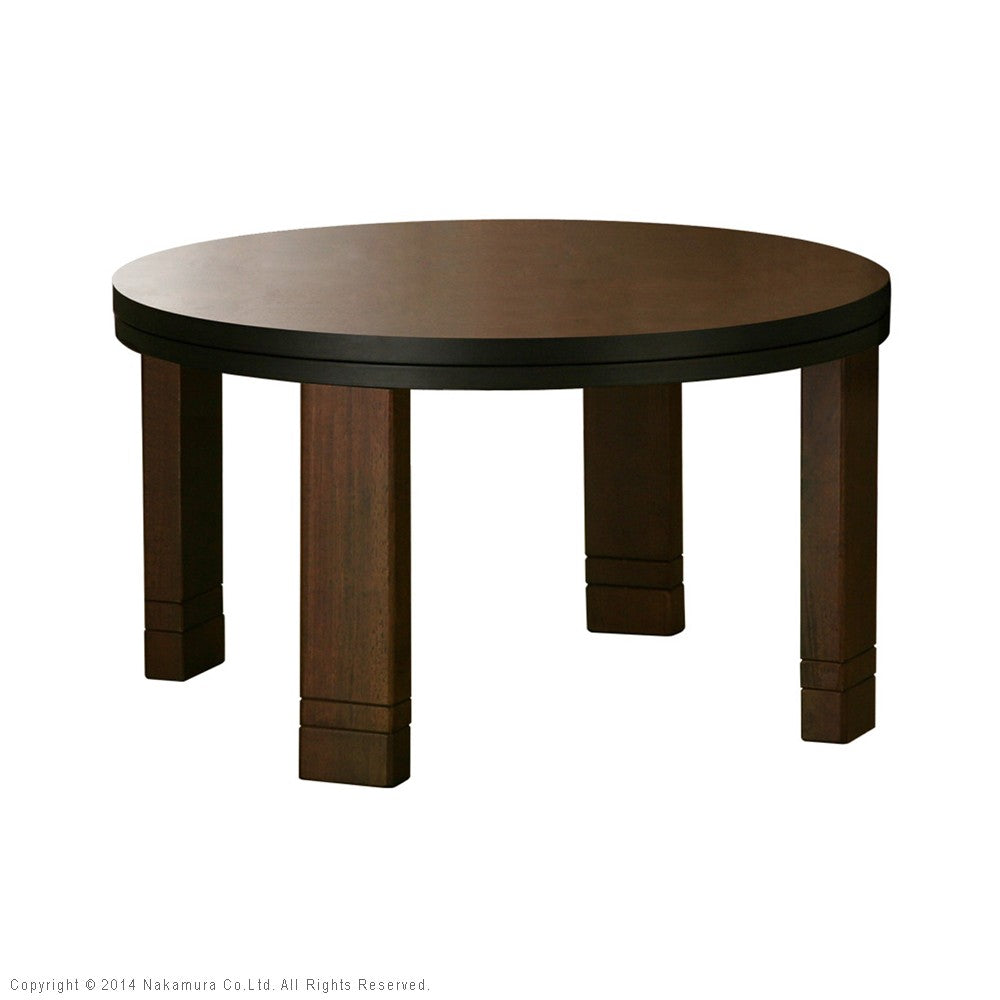 こたつ 円形 高さ4段階調節天然木丸型こたつ 75cm フラットヒーター 継ぎ脚 高さ調整 丸テーブル ローテーブル 天然木 日本製 リモート 在宅