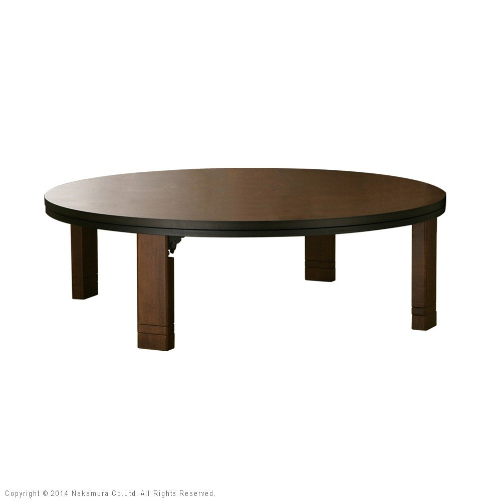 こたつ 円形 高さ4段階調節天然木丸型こたつ 120cm フラットヒーター 折脚 継ぎ脚 高さ調整 丸テーブル 天然木 日本製 リモート 在宅