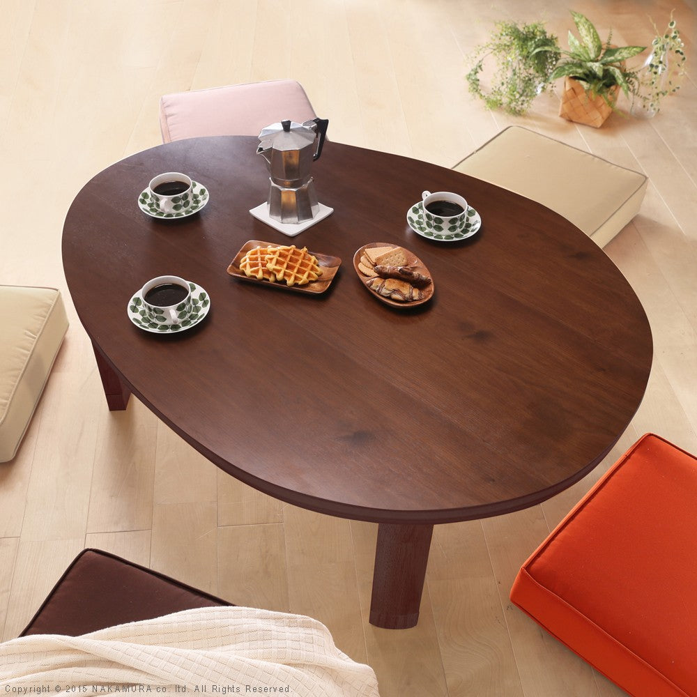 こたつ フラットヒーター折れ脚こたつ 120x90cm フラットヒーター 折脚 継ぎ脚 高さ調整 テーブル 天然木 日本製 リモート 在宅