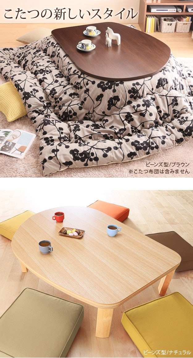 こたつ フラットヒーター折れ脚こたつ 120x90cm フラットヒーター 折脚 継ぎ脚 高さ調整 テーブル 天然木 日本製 リモート 在宅