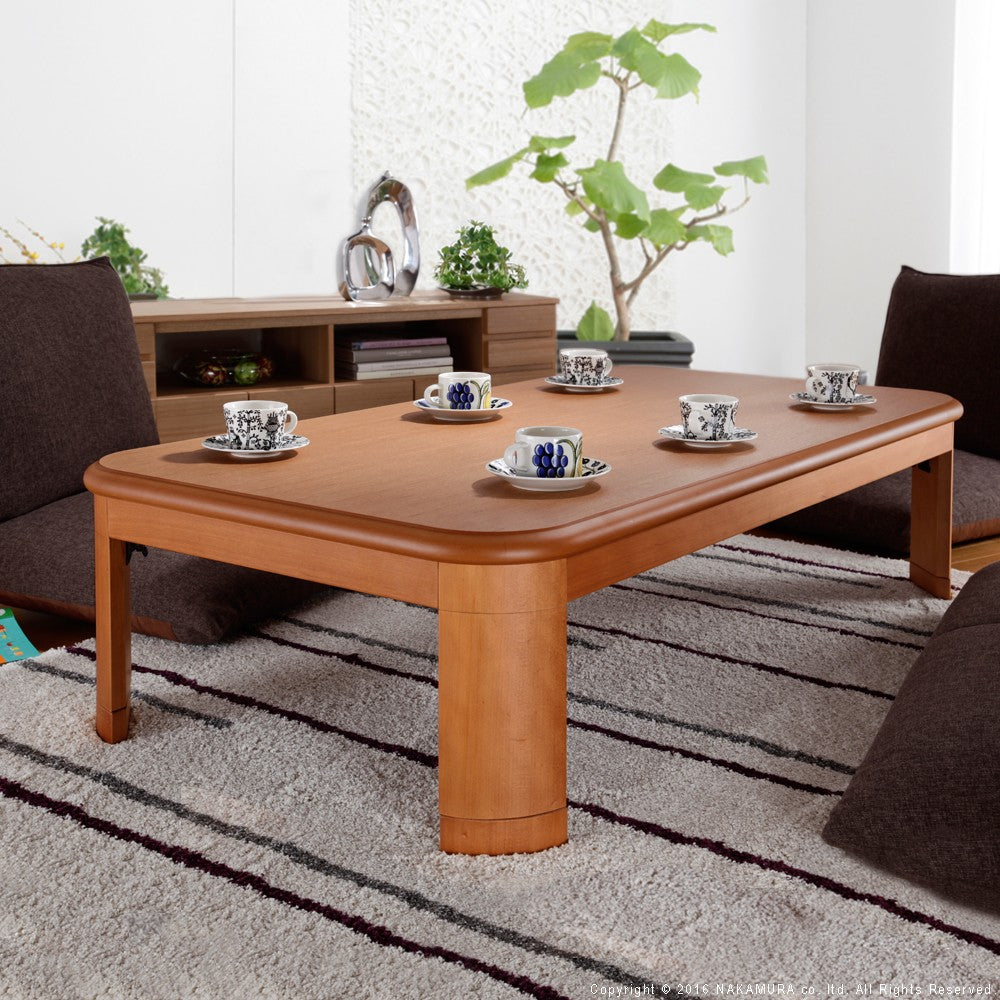 こたつ 長方形 大判サイズ 楢ラウンド折れ脚こたつ 150x80cm フラットヒーター 折脚 継ぎ脚 角が丸い テーブル 天然木 日本製 リモート 在宅