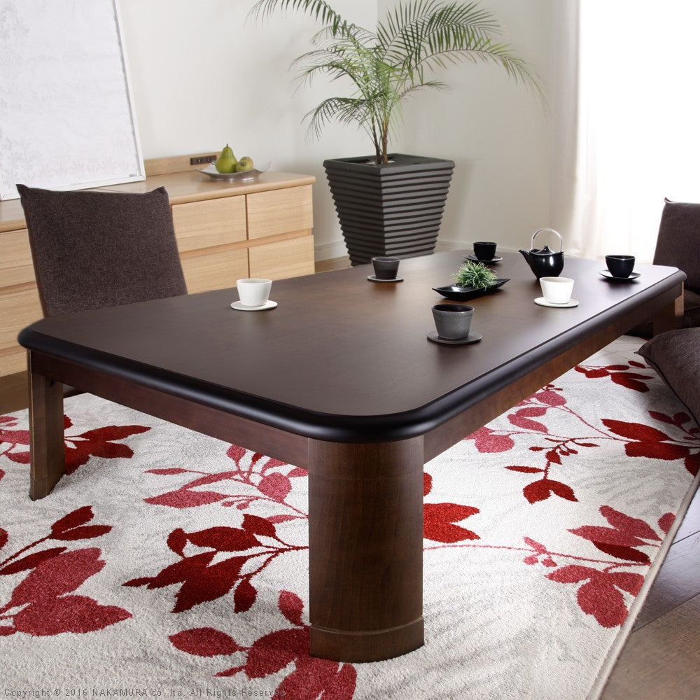 こたつ 長方形 大判サイズ 楢ラウンド折れ脚こたつ 180x80cm フラットヒーター 折脚 継ぎ脚 角が丸い テーブル 天然木 日本製 リモート 在宅