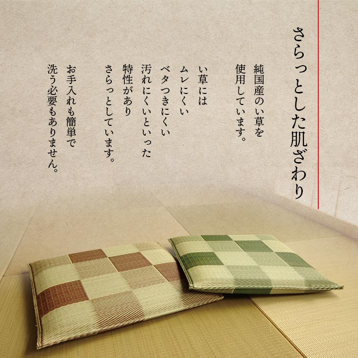日本製 い草 座布団 クッション ブロック柄 2枚組 約55×55cm 送料無料 - 【公式】allecore(アレコレ) 家具インテリア・生活雑貨のオンライン通販