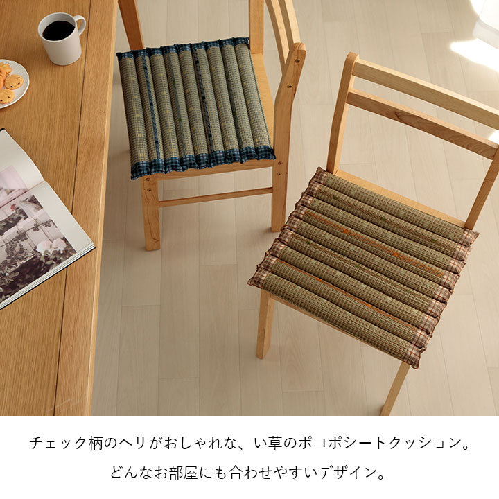 クッション ポコポコシート い草 チェック柄 調湿 空気清浄 お手入れ簡単 約40×40cm 送料無料