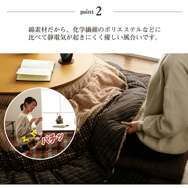 こたつ布団 掛敷セット 円形 セット しじら織り 約225cm丸 送料無料