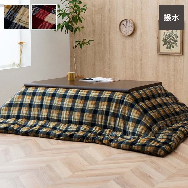 こたつ布団 国産 正方形 撥水 チェック柄 シンプル 軽い ふんわり 柔らかい 約190×190cm 送料無料