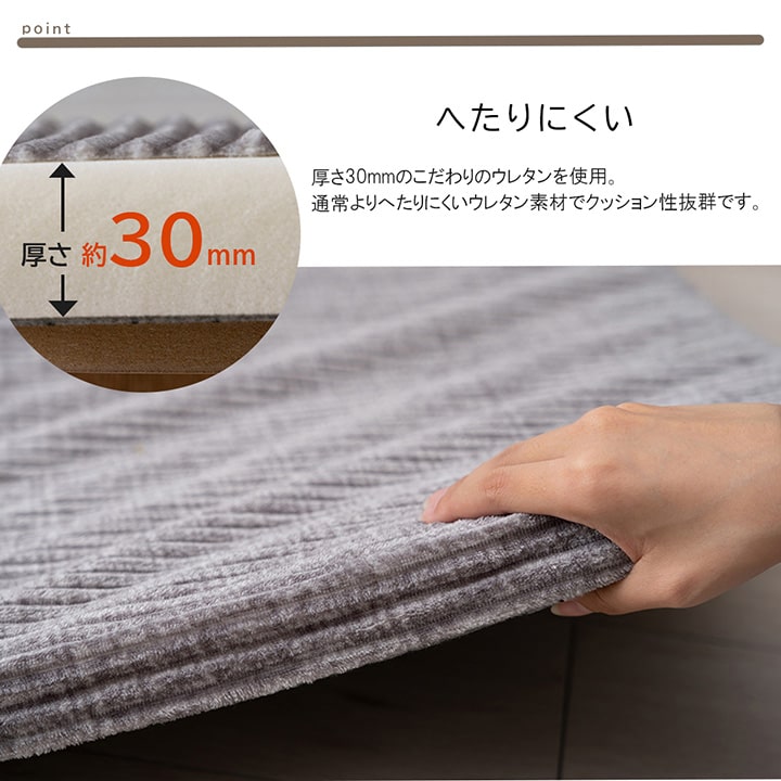マット ごろ寝 4連 四つ折り 滑りにくい 防音 ボリューム 厚い へたりにくい コーデュロイ 無地 約80×180cm 送料無料