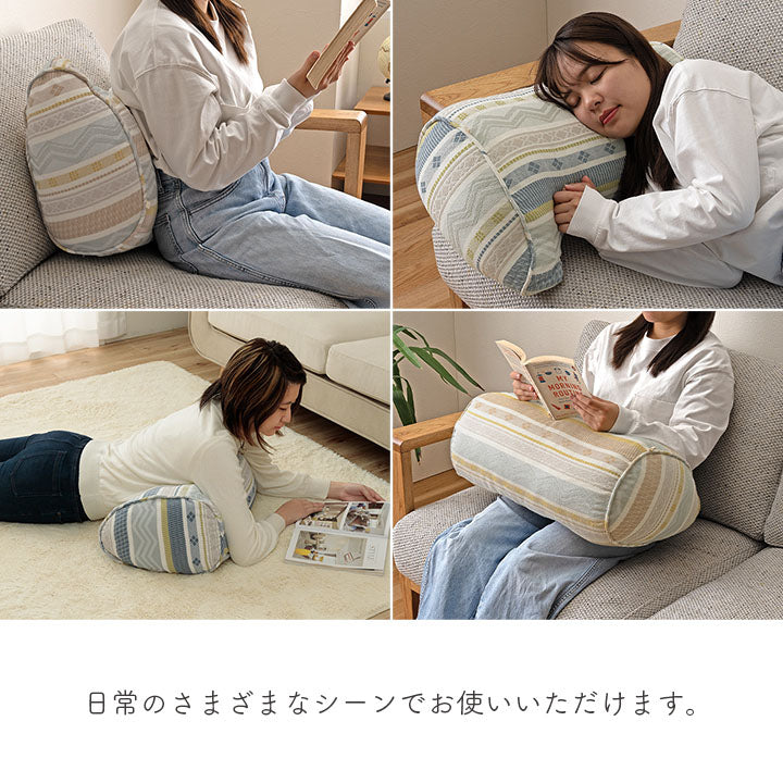 クッション 日本製 よりかかる セアテ くつろぐ 幾何学模様 洗える 約55×35cm 送料無料
