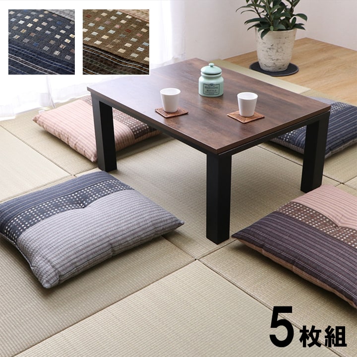 座布団 銘仙判 しじら 日本製 綿100% 和柄 約55×59cm 5枚組 送料無料