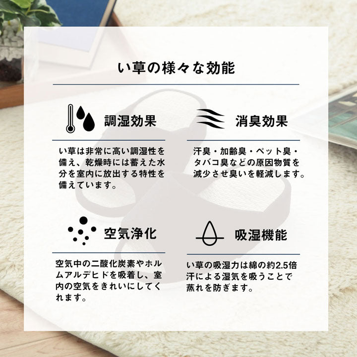 スリッパ ルームシューズ シンプル い草 消臭 コンフォート 前あき 通年 Mサイズ 室内 自宅 オフィス 来客 在宅勤務 夏 送料無料