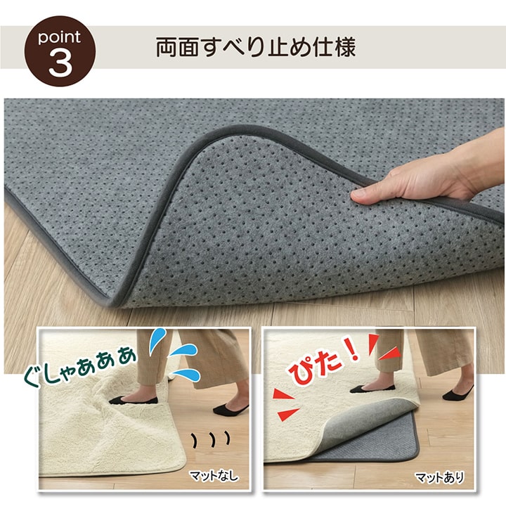 ラグ 下敷き 滑り止め 滑りにくい 防音 へたりにくい ボリューム ウレタン10mm クッション性 約180×235cm 床暖房 ホットカーペット対応 送料無料