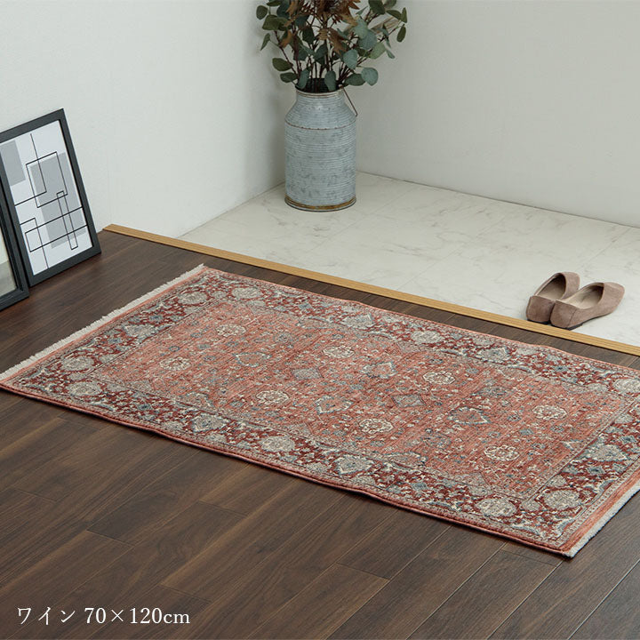 【新商品】玄関 マット トルコ製 ウィルトン 織り クラシカル柄 上品 繊細 立体感 超高目付 肌触り柔らか 抗菌防臭 消臭 丈夫 へたりにくい 1年中 ソファー前用 ベッドサイド用 約60×95cm 送料無料