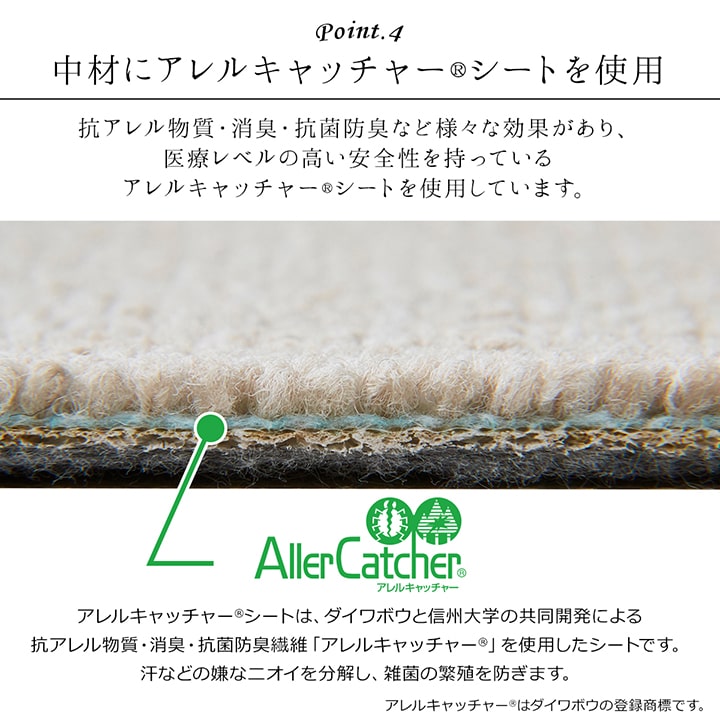 【新商品】デスクカーペット 日本製 抗菌 消臭 清潔 撥水 抗アレル物質 ダニ対策 約117×140cm 送料無料