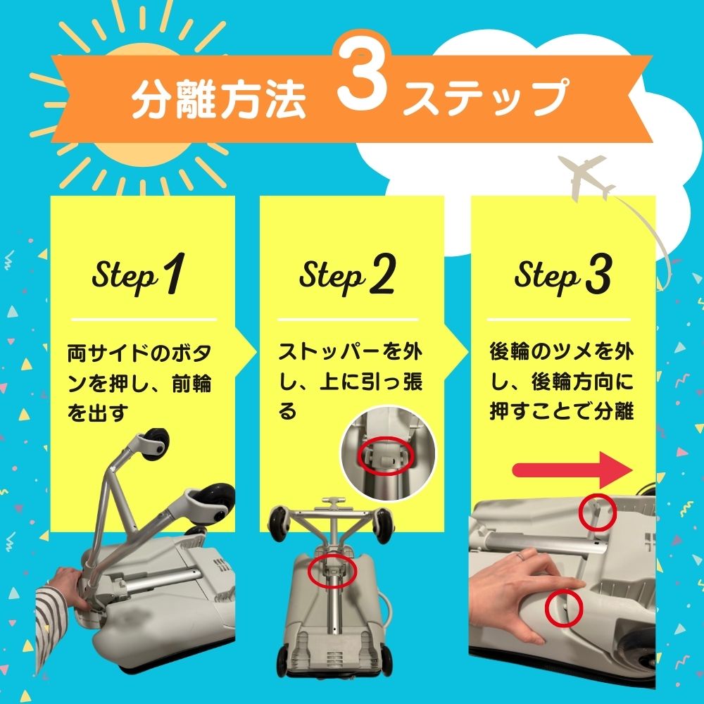 Nippers 子供が乗れるスーツケース 機内持ち込みサイズ 分離式 ベビーカー HAPIRIDE DUO (ハピライドデュオ) 45リットル