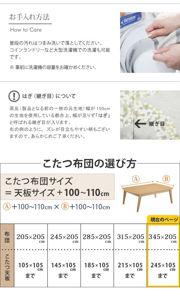 こたつ布団 長方形 大判 日本製厚手カーテン生地の北欧柄こたつ布団 345x205cm おしゃれ 洗える 掛け布団 北欧デザイン 日本製 リモート 在宅