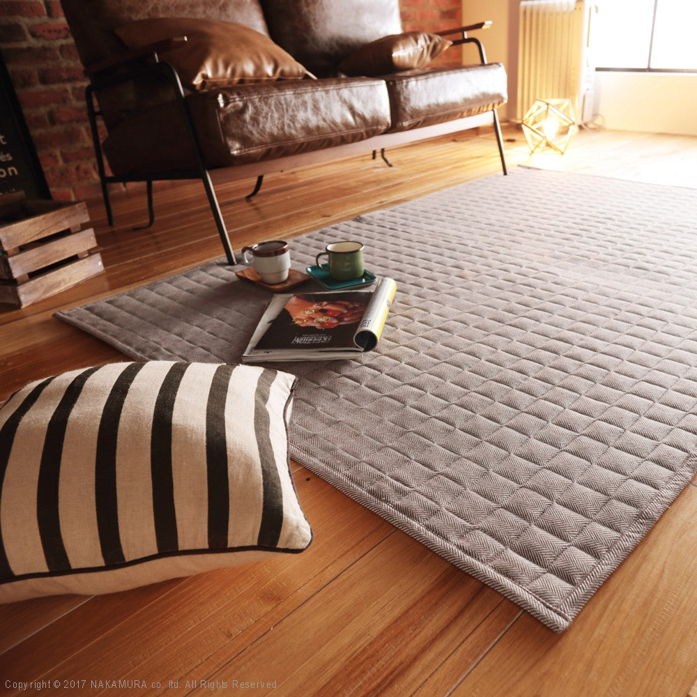 ヘリンボーンホットカーペットカバー 1.5畳 185x130cm カバーのみ 洗える 軽量 床暖房対応 在宅ワーク