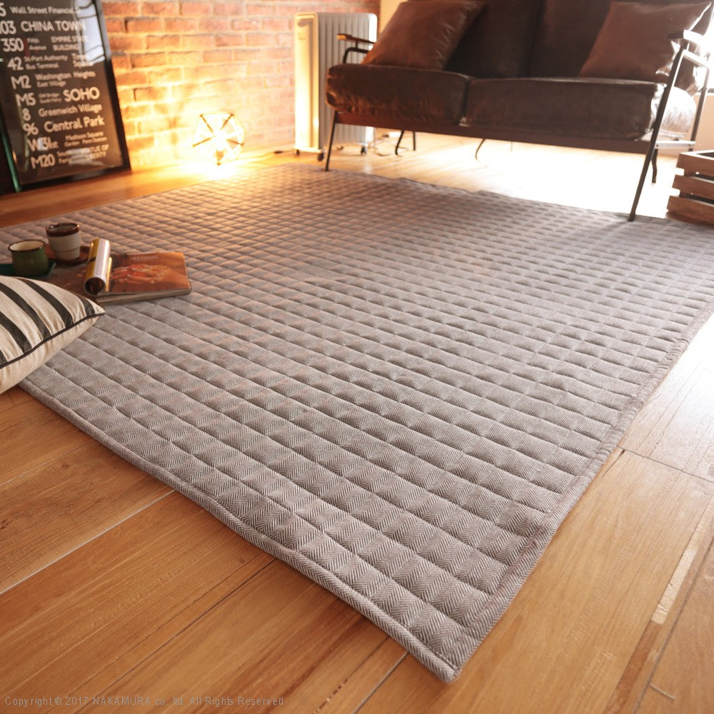 ヘリンボーンホットカーペットカバー 2畳 185x185cm カバーのみ 洗える 軽量 床暖房対応 在宅ワーク