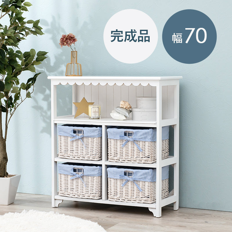 キャビネット ホワイト 収納家具 可愛い バスケット4 フリル バスケット 北欧 おしゃれ シンプル モダン