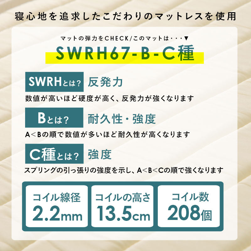 ボンネルコイルマットレスベッド シングルベッド 耐圧分散 すのこベッド セミシングルショート セミダブル