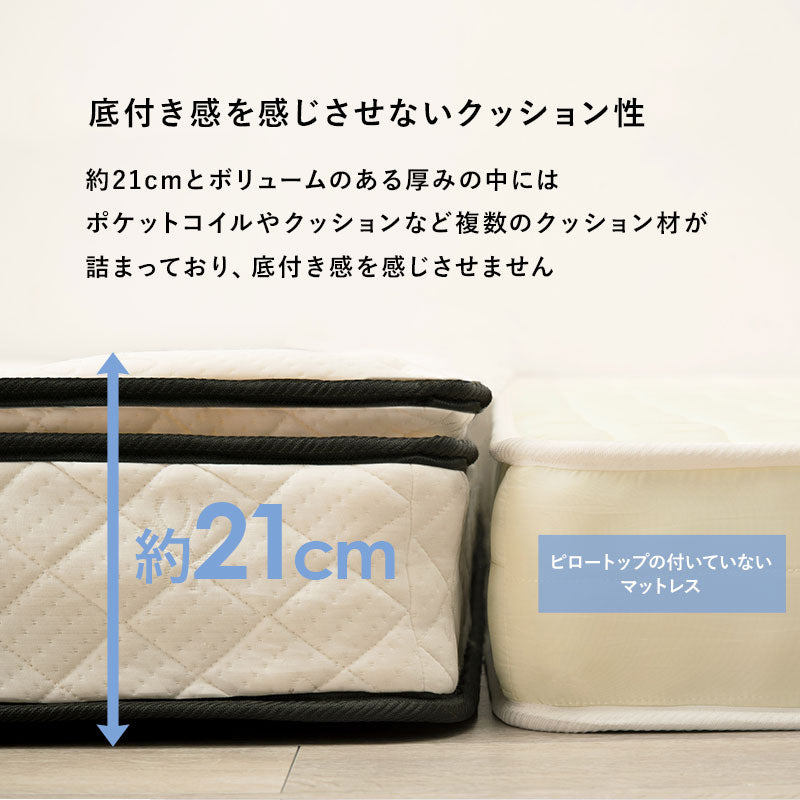 ポケットコイルマットレスベッド シングルベッド ピロートップ仕様 すのこベッド 高級ホテル 贅沢 快適
