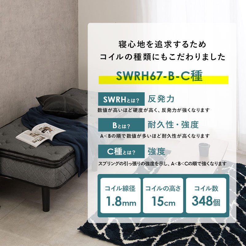 ポケットコイルマットレスベッド シングルベッド ピロートップ仕様 すのこベッド 高級ホテル 贅沢 快適