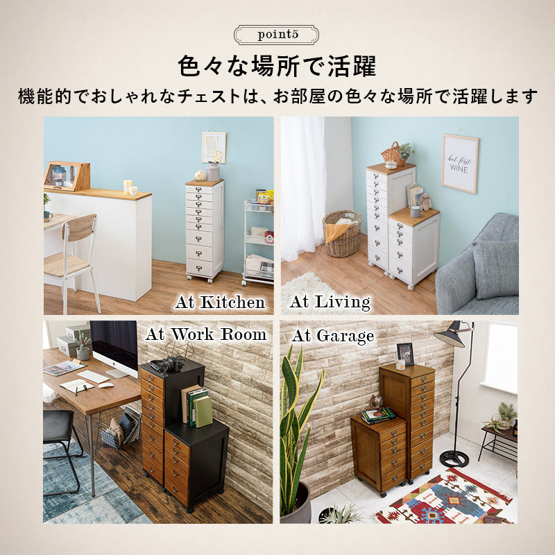 収納家具 ランドリー 多段チェスト キャスター 移動 引出し クリア ファイル おしゃれ 北欧 シンプル モダン