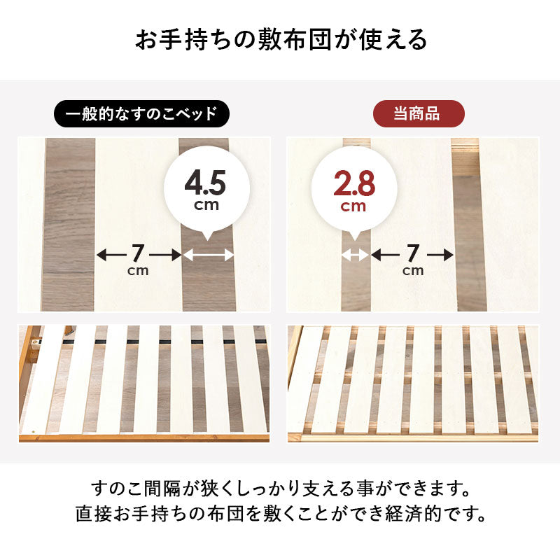 セミダブルベッド ベッド 天然木 ロングサイズ 敷布 ロング すのこベッド 天然 贅沢 使用 造り すのこ