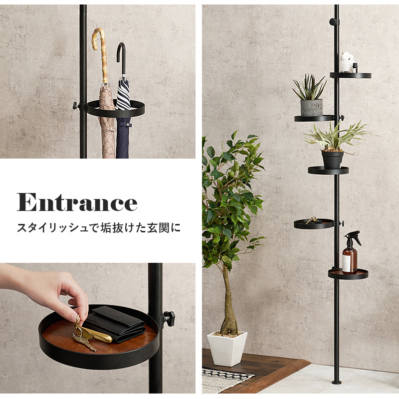 突っ張り棒 パーツ 6点セット 丸型 収納家具 本棚 オシャレ ディスプレイ 突っ張りタイプ ポールラック 賃貸