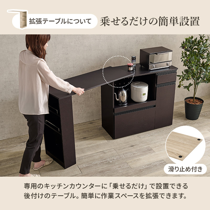 伸縮キッチンカウンター 収納庫タイプ キッチン収納 食器棚 レンジ台 ラック 広い カウンターキャビネット