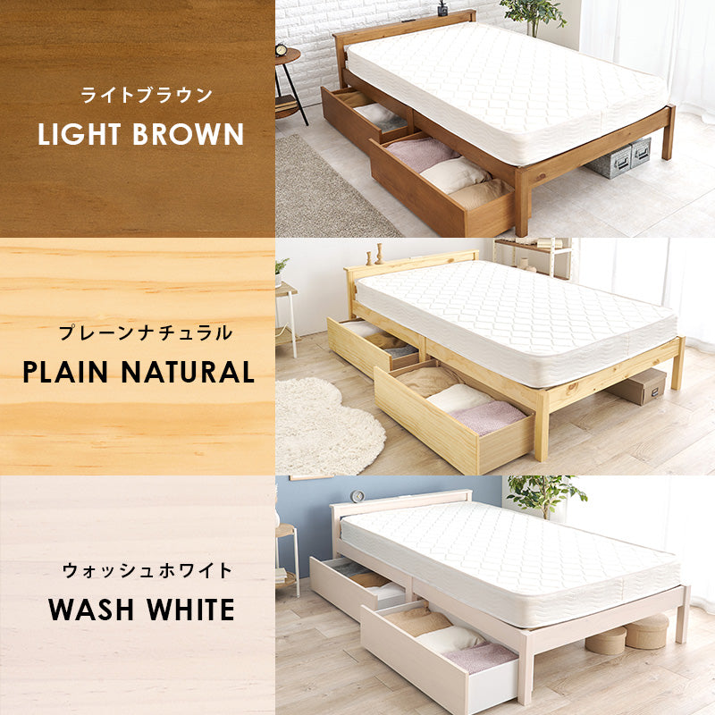 組立簡単 引出し付セミダブルベッド ネジなし 工具 模様替え 引っ越し 便利 容量収納 引出し2杯 寝心地