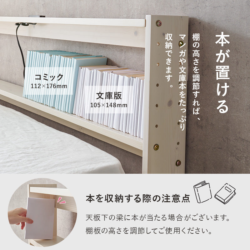 ヘッドボード ベッド ダブル 隙間 枕元 収納 棚板 コンセント 便利 ダブルサイズ対応 幅140cm シングル