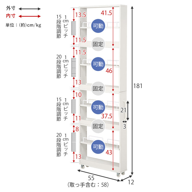隙間収納ワゴン ワゴン キッチン収納 収納 ワゴンラック 隙間 ラック オープンタイプ オープン タイプ 必要