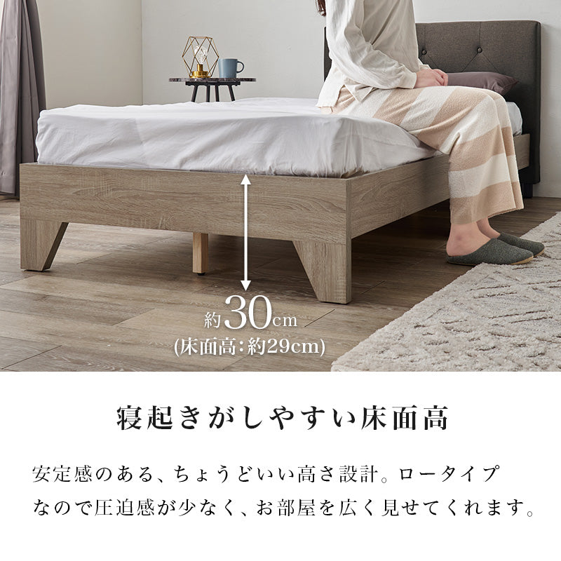 ファブリックベッド シングルベッド ヘッドボード 背もたれ くつろぎ 時間 スノコ仕様 床面 セミダブル