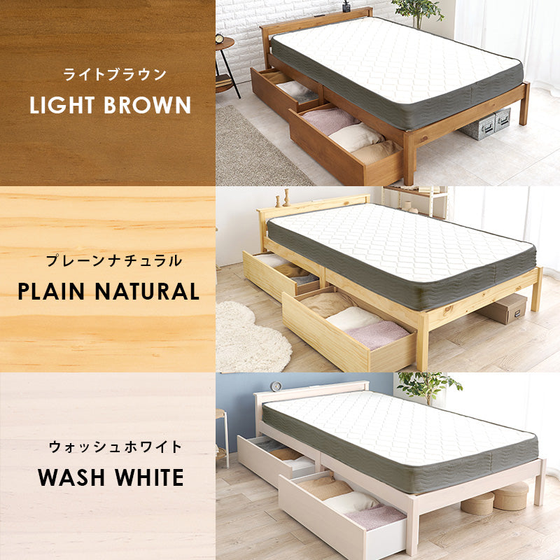 組立簡単 引出し付セミダブルベッド ネジなし 工具 模様替え 引っ越し 便利 容量収納 引出し2杯 体型