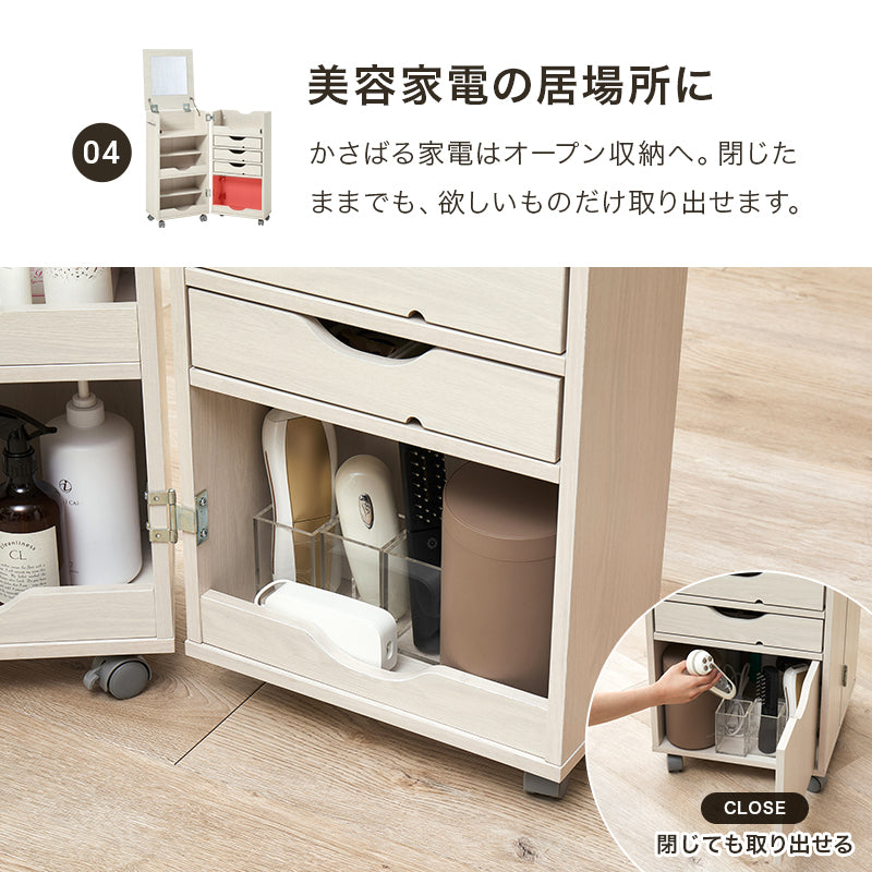 ドレッサーワゴン コスメボックス コスメワゴン 容量 メイク スキンケアアイテム 美容家電 アクセサリー
