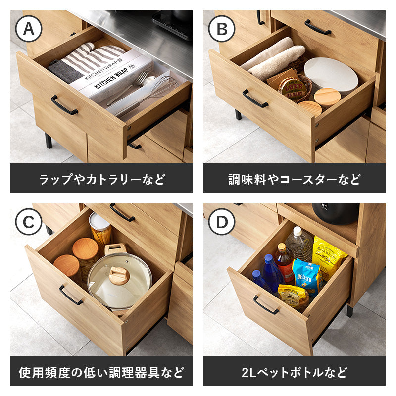 キッチンキャビネット カウンター キッチン収納 耐熱 耐久 ステンレス 天板 使用 作業スペース ゆとり 確保