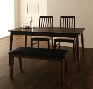 【新商品】組立設置付き ファミリー向け ウォールナット材 ハイバックチェアダイニング Daphne ダフネ 4点セット(テーブル+チェア2脚+ベンチ1脚) W150 送料無料