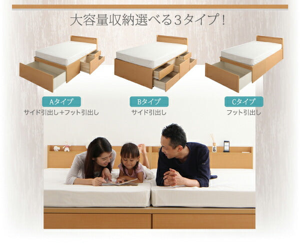 組立設置付 大容量収納ファミリーチェストベッド TRACT トラクト 薄型スタンダードポケットコイルマットレス付き A+A ワイドK200 送料無料