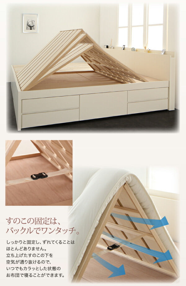 【新商品】組立設置付 国産大容量収納ファミリーチェストベッド ベッドフレームのみ ワイドK240(SD×2) 送料無料