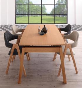【新商品】組立設置付き 天然木オーク材 スライド伸縮式ダイニングセット MALIA マリア 5点セット(テーブル+チェア4脚) W140-240 送料無料
