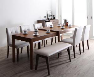 【新商品】組立設置付き モダンデザイン スライド伸縮テーブル ダイニングセット STRIDER ストライダー 8点セット(テーブル+チェア6脚+ベンチ1脚) W135-235 送料無料