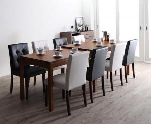【新商品】組立設置付き モダンデザイン スライド伸縮テーブル ダイニングセット STRIDER ストライダー 9点セット(テーブル+チェア8脚) W135-235 送料無料