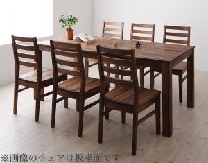 総無垢材ワイドダイニング Cursus クルスス 7点セット(テーブル+チェア6脚) ウォールナット PVC座 W180 送料無料